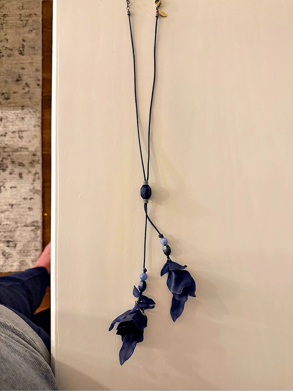 Chico's Long Pendant Necklace in Blue & Black